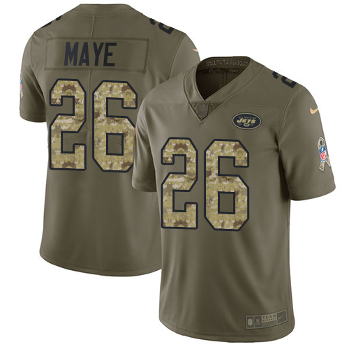 Nike Jets #26 Marcus Maye Olive/Camo Youth Stitched NFL Limited Salute to Service Jersey
